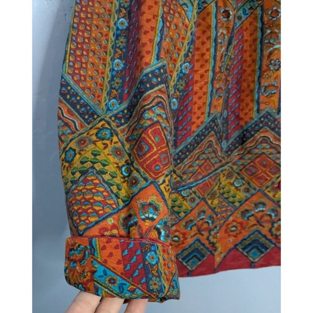 Coldwater Creek Womens Multicolor Geometric Pattern Blazer Jacket W18 Southwest - Picture 10 of 16